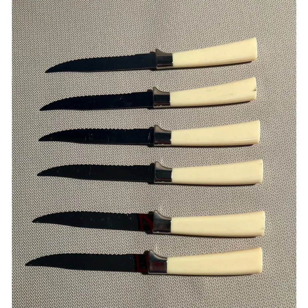 Regent Sheffield Stainless Cutlery Set of‎ 6 Steak Knives England Vintage MCM
